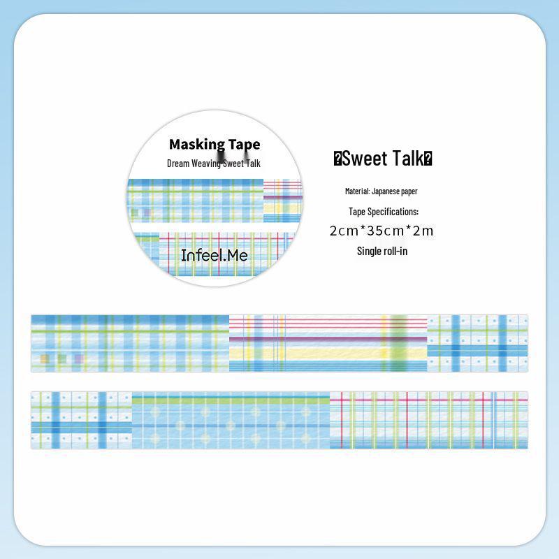 Infeel.Me Dream Weaving Washi Tape Set: 20mm Retro Grid, 6 Designs for Scrapbooking