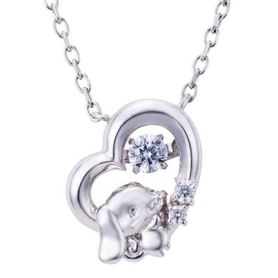Ожерелье с танцующим камнем Cinnamoroll Sanrio Open Heart Pendant Silver [White Clover] SACI-N052RD Женское