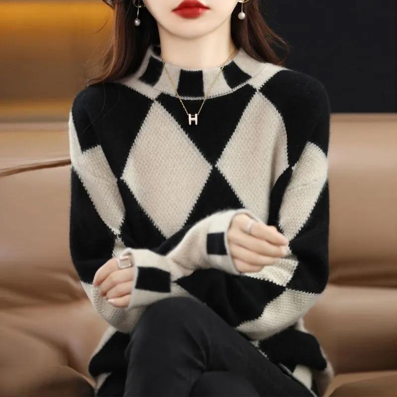 Women Vintage Core Knitted Casual Slim Sweatshirts Korean Sweaters Simple Elegant Jumpers Autumn Winter Clothing