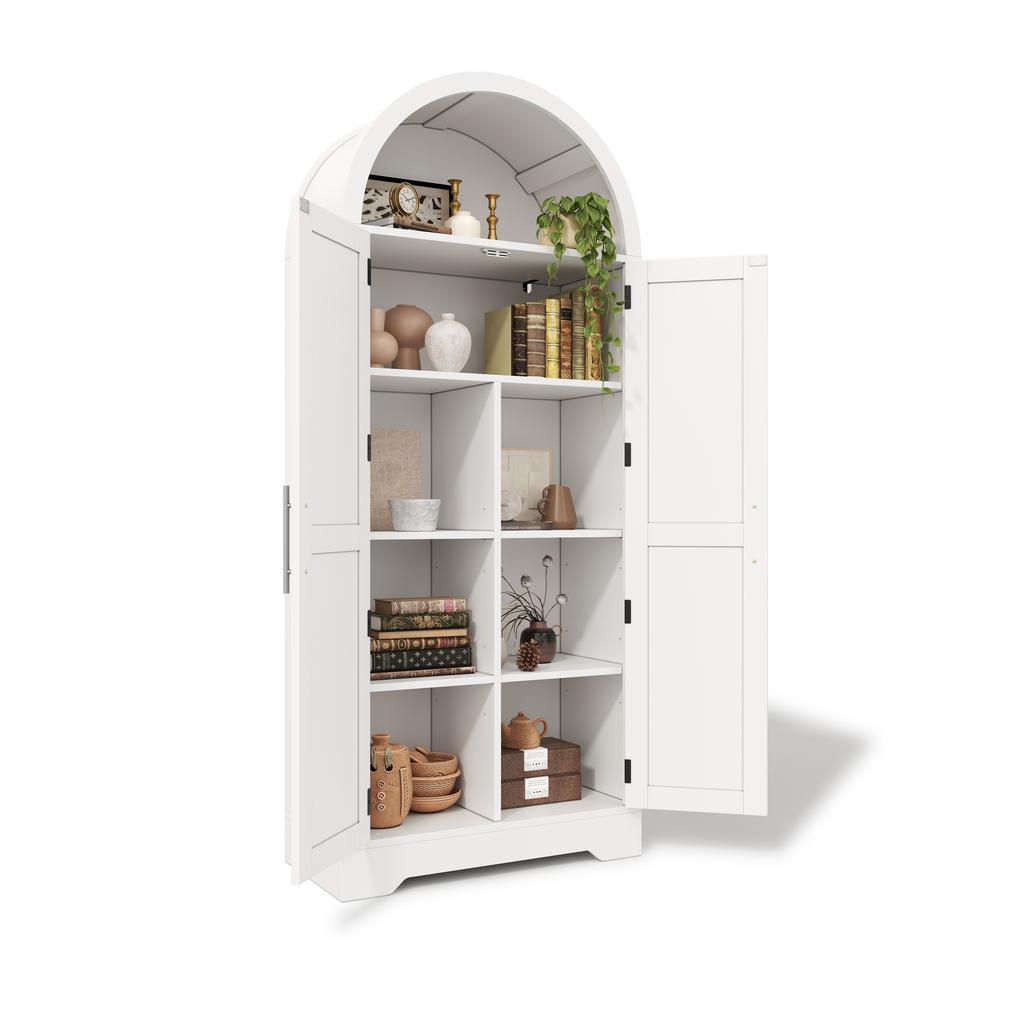 170×70×35cm Tall, Arched Cabinet, with Shelf Above the Door and Open Top, suitable for Kitchen, Dining Room, Living Room and Bedroom; white