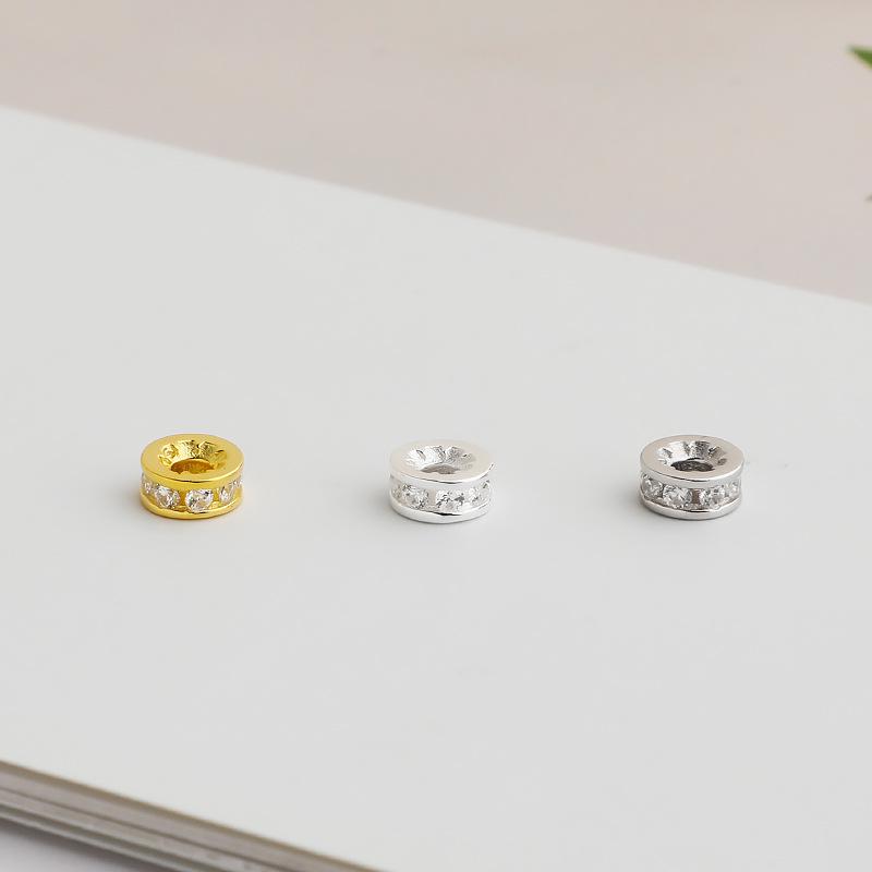 S925 Sterling Silver Diamond Spacer Beads for DIY Crystal Bracelets