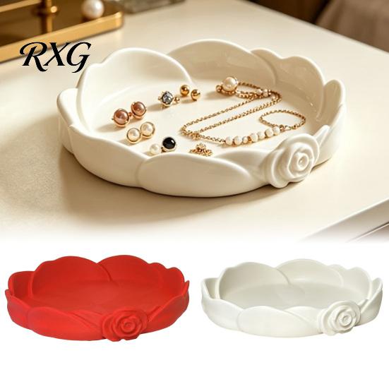 Elegant Vanity Organizer Rose Shaped Jewelry Storage Tray, Decorative Plastic Trinket Dish, 3D Gift for Women And Girls Printed Desktop Earrings Keys