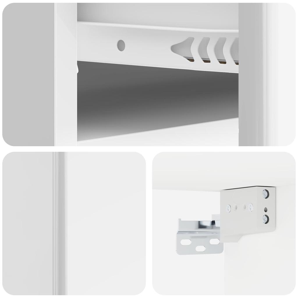 Wall Mounted Nightstand High Gloss White 49 x 34.5 x 20 cm