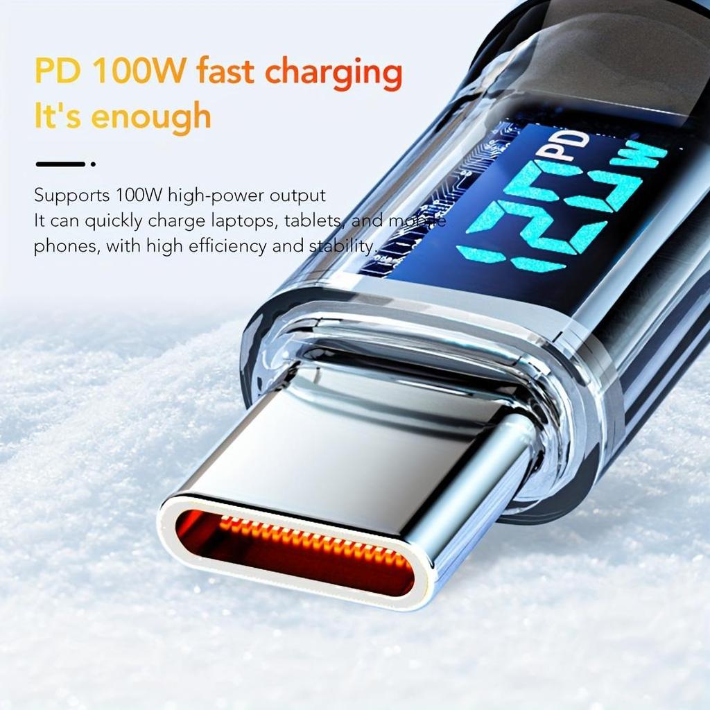 Кабель для быстрой зарядки USB A — Type C 120 Вт с цифровым дисплеем для Huawei и других