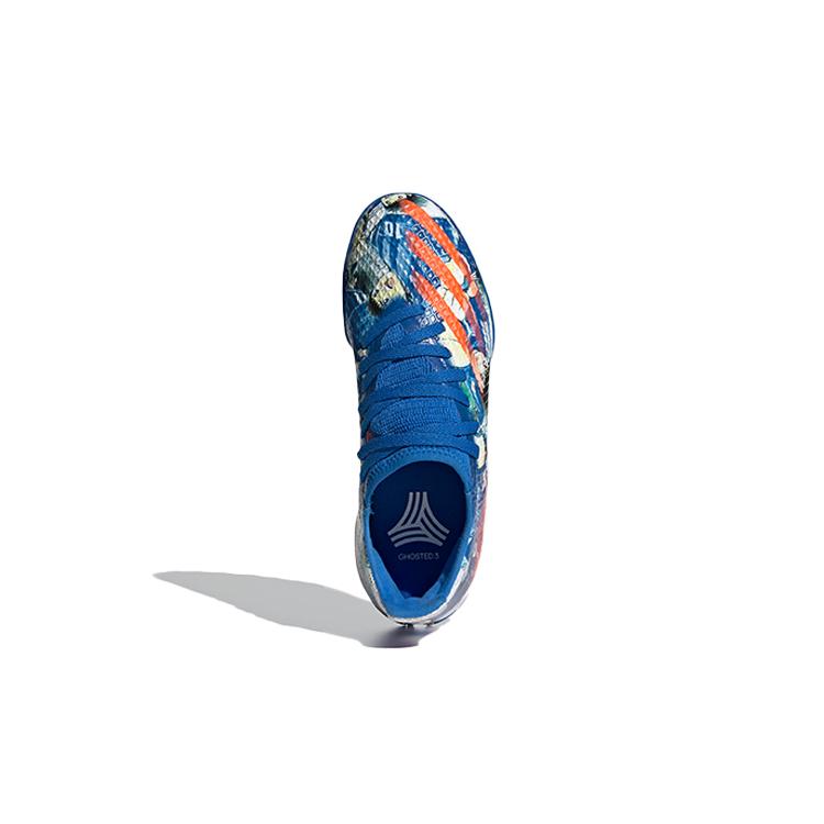 adidas X GHOSTED Дышащие сетчатые низкие детские футбольные бутсы Сине-белые Детские FW5838