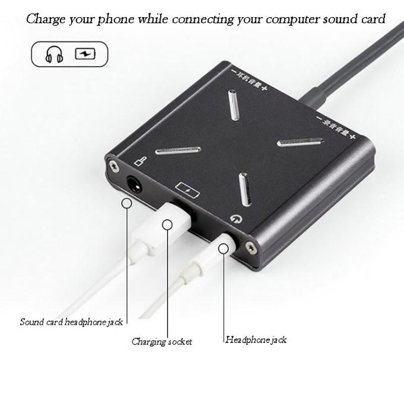 Аудиоадаптер Vogek для смартфона, многофункциональная 8-контактная живая звуковая карта, HD звук, наушники, микрофон, зарядный преобразователь для Iphone