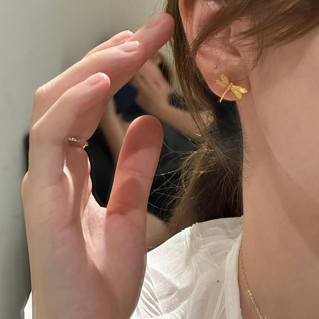 Новые китайские серьги-стрекозы женские ретро национальный стиль элегантный темперамент праздничные позолоченные серьги-бабочки серьги