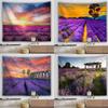 Tapestry Rug Blanket Beach Towel Tablecloth Lavender Flower Tree Print Decor Nordic Wall Hanging