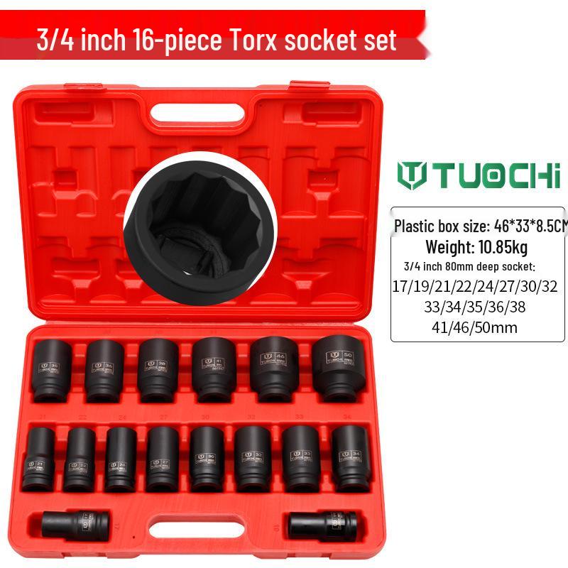 16-Piece 3/4" Drive Heavy-Duty Pneumatic Impact Socket Set (17-50mm)