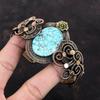 Браслет-манжета из тибетской бирюзы, браслет из медной проволоки с драгоценными камнями, ювелирные изделия ручной работы, регулируемый браслет-манжета, цветочный браслет, подарок для матери