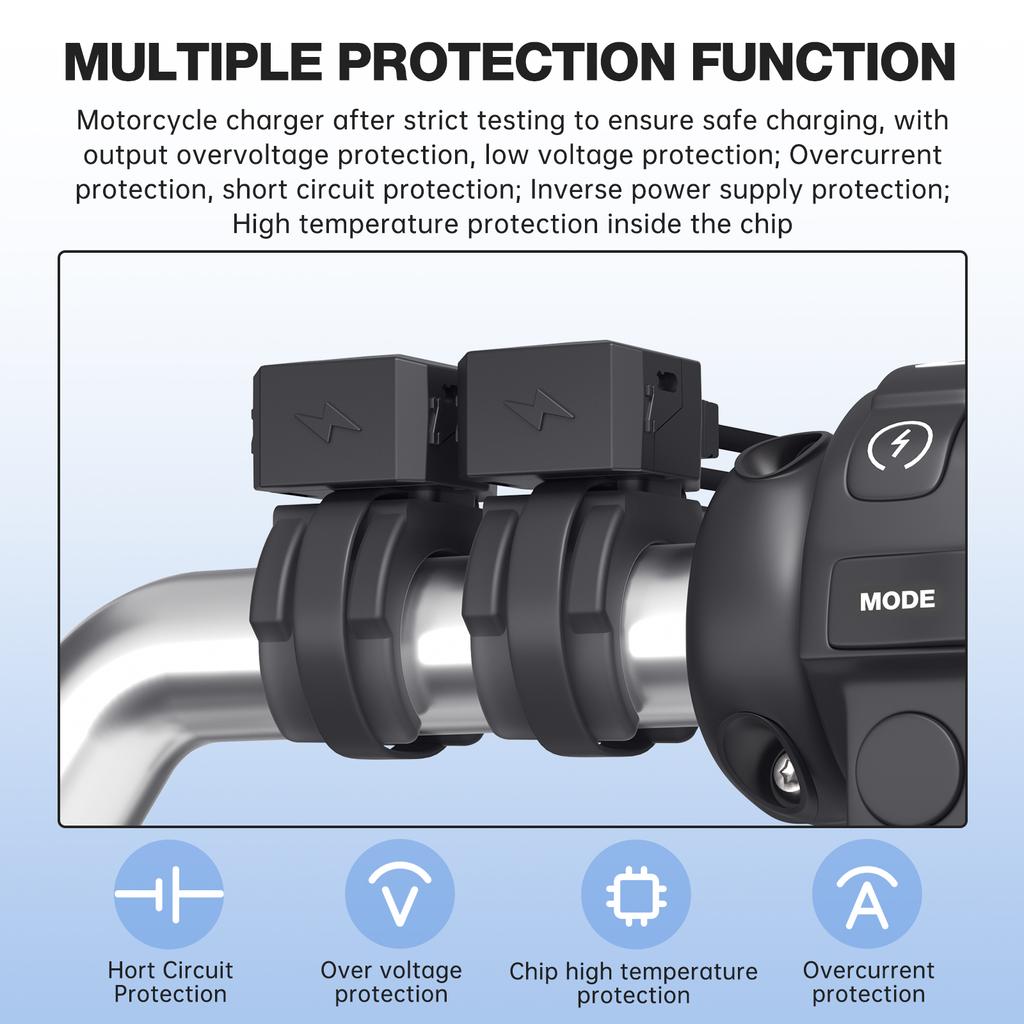 PD QC3.0 Мотоциклетное USB Быстрое Зарядное Устройство для Телефона Водонепроницаемый Разъем Порта Type-C 12/24В Крепление на Руль Зарядное Устройство для Телефона