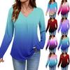 Women Long Sleeve Tops Dressy Casual V Neck Tshirts Basics Tee Vacation Fall Fashion Clothes