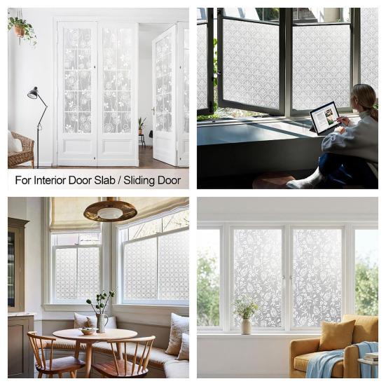 Водостойкая матовая статическая пленка для окон с цветочным узором, неклейкая пленка для стеклянных дверей, для ванной, спальни, кухни