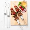 Stainless Steel BBQ Fork Outdoor Portable BBQ Skewer Semi-automatic Double Head BBQ Kebabs