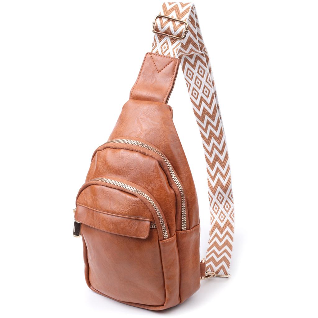 Небольшая женская сумка с одной лямкой через плечо из гладкой экокожи VINTAGE Bag 22767 Рыжий