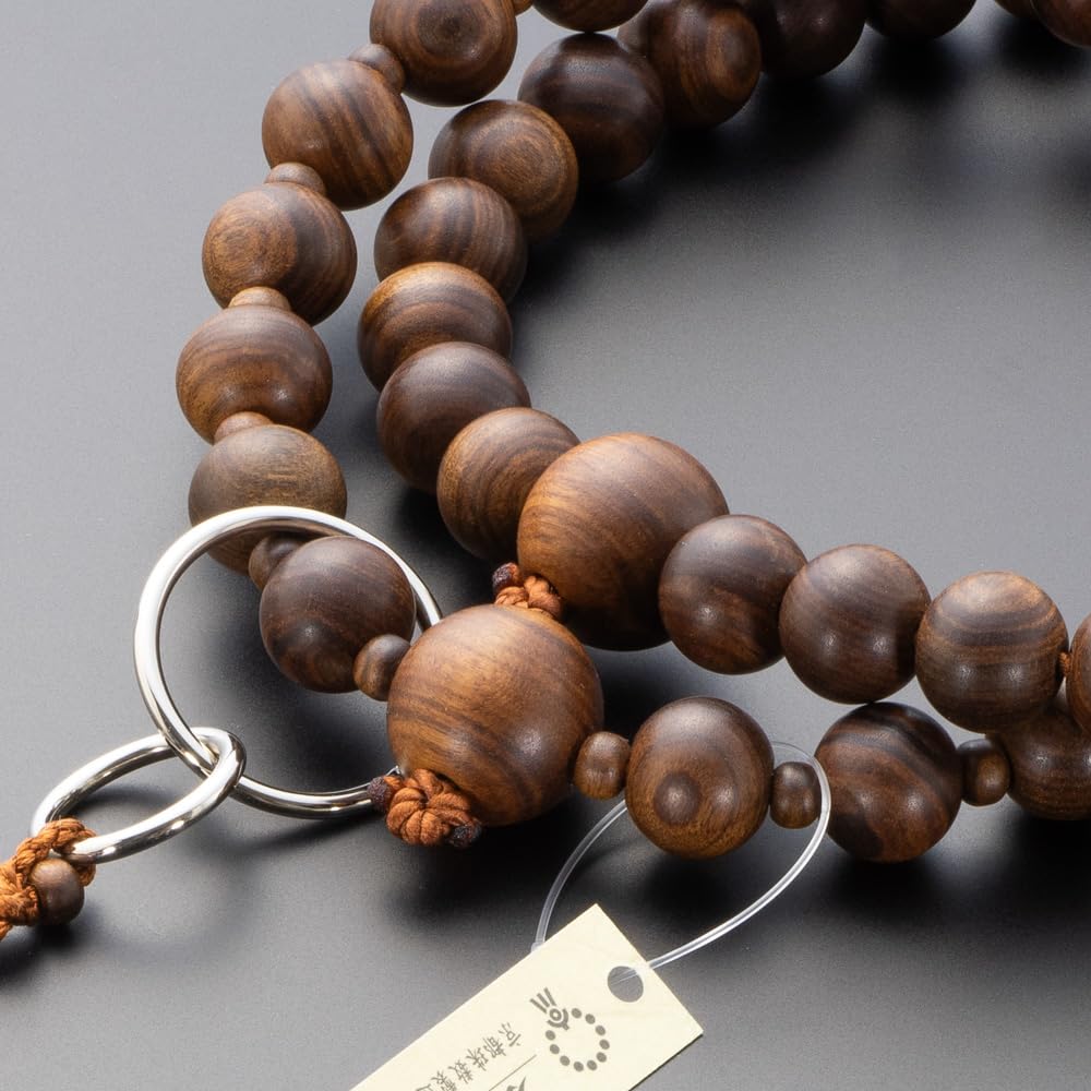 Buddhist Altar Shop Takita Shoten Buddhist Prayer Beads, Jodo Sect, Formal Prayer Beads for Men, Sandalwood (Matte), 9 inches, Pure Silk Flower