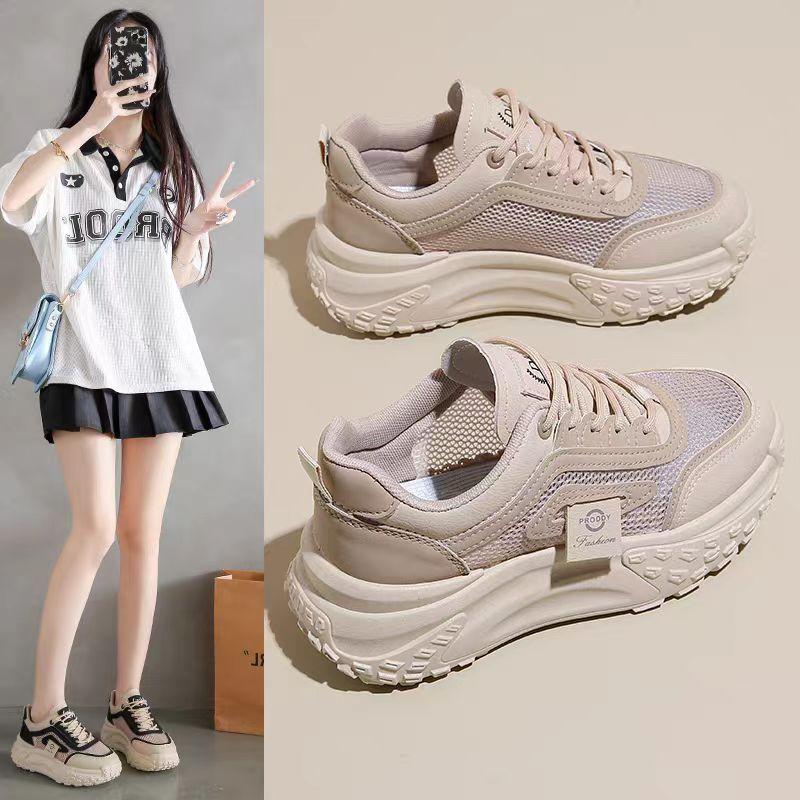 Women's Shoes New Versatile Single Mesh Sneakers Students Platform Dad Shoes Summer Hollow Out Maternity Shoes