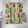 1PC Retro Floral Pattern Printed Shower Curtain, Waterproof and Washable, with 12 Hooks,for Bathroom Showers, Bathtubs, Home Use