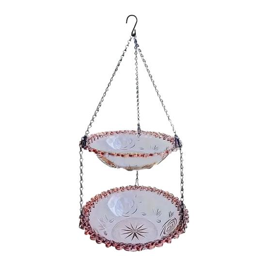 Подвесная ванна для птиц на открытом воздухе, поднос для колибри, двухслойная кормушка для диких птиц, миска для декора патио на заднем дворе