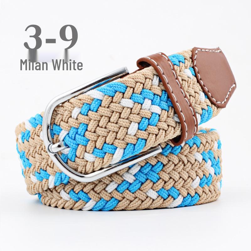 Korean Style Elastic Braided Canvas Belt with Pin Buckle for Men and Women