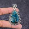 Neon Blue Apatite Gemstone Handmade 925 Sterling Silver Gift Pendant 2.60" t2A94