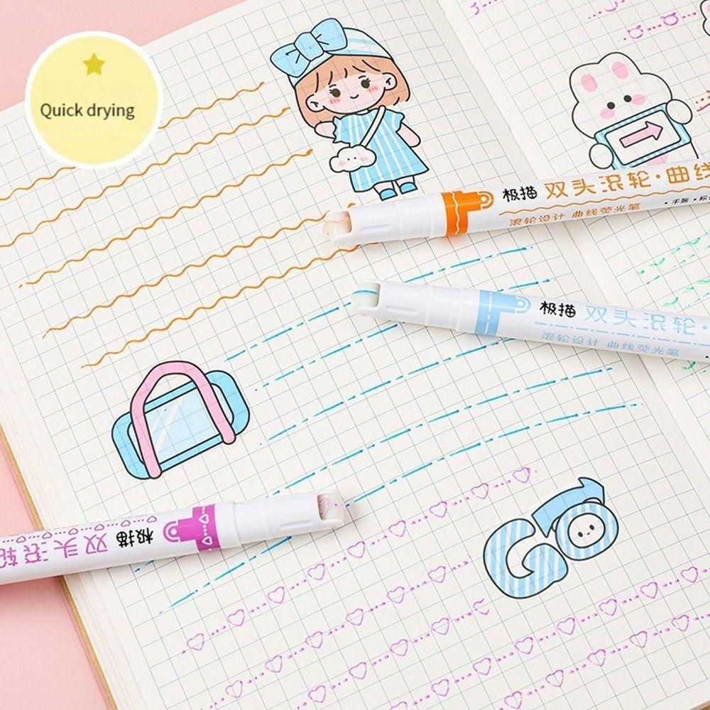 Curve Line Double Head Marker Multiple Shapes Markers Pen Curve Highlighter Pen Integrated