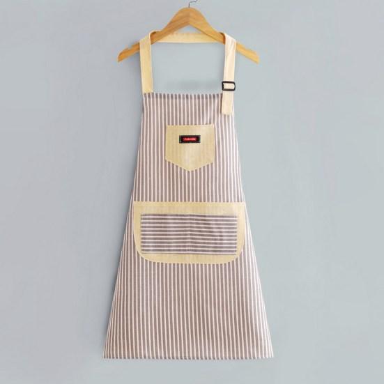 Полезный полосатый маслостойкий женский фартук с легко чистящимся ремешком для кухонного повара-сарафана