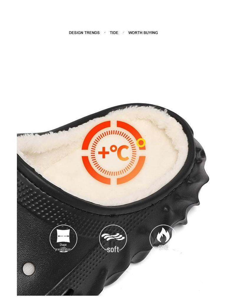 Зимние флисовые туфли с закрытым носком 2025 - Теплые, толстые хлопковые тапочки для пар