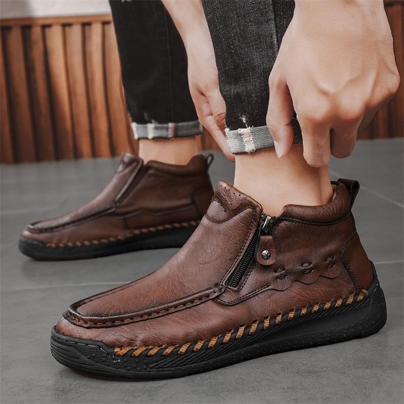 Plus Size 39-48 Men's High-top Casual Shoes Handmade Shoes Casual Sneakers