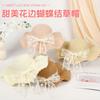 New Sweet Bow Lace Straw Hat Summer Sunscreen Sunshade Outdoor Big Brim Sun Hat Fashion Lace Streamer