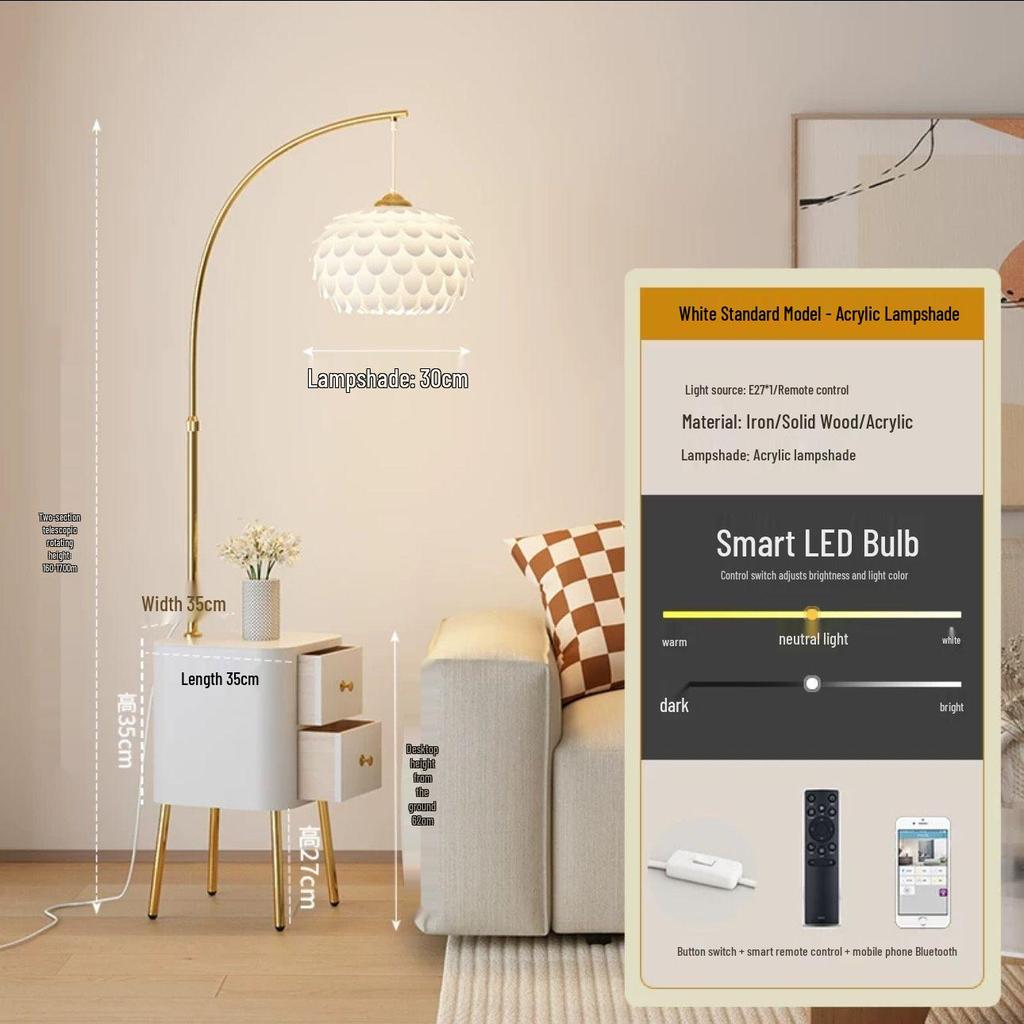 Современный кремовый торшер: Универсальный стиль для спальни, гостиной и прикроватной тумбочки