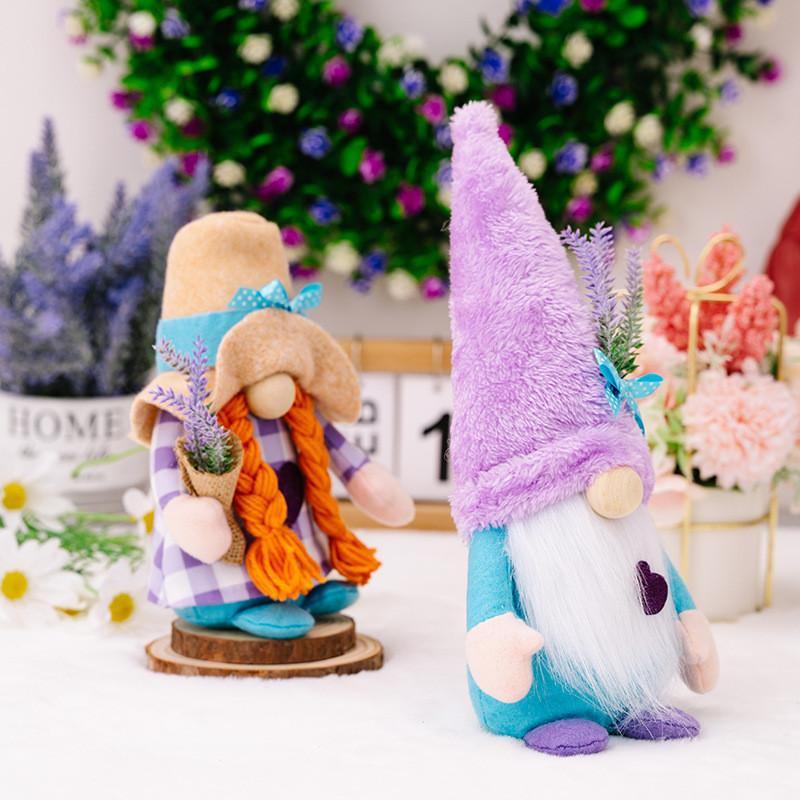 Adorable Lavender Love Heart Faceless Doll Figurine Creative Rudolf Decoration Piece