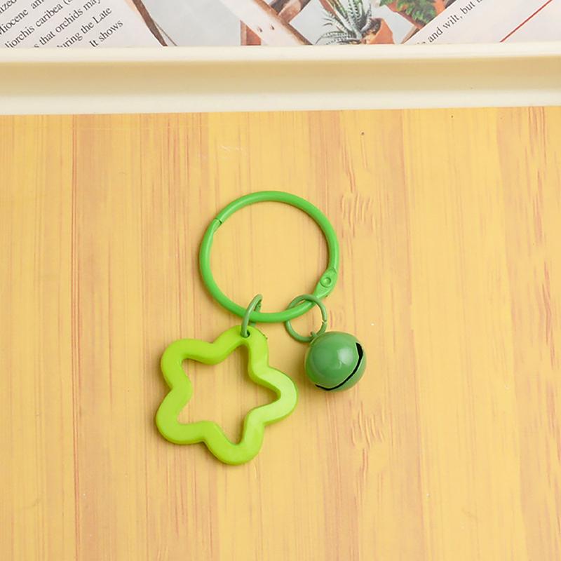 Colorful Flower Keychain With Bell Creative Metal Keyrings Flower Bells Pendant Keychain Bag Accessories Key Ring