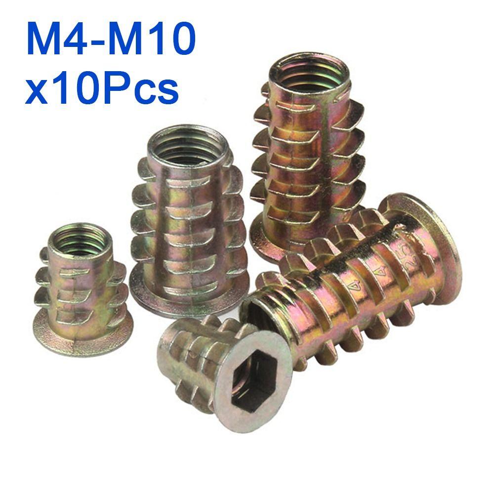 10pcs/lot Zinc Alloy Hexagonal Trapezoid Nuts M4 M5 M6 M8 M10 Wood Insert Inner Thread  Durable