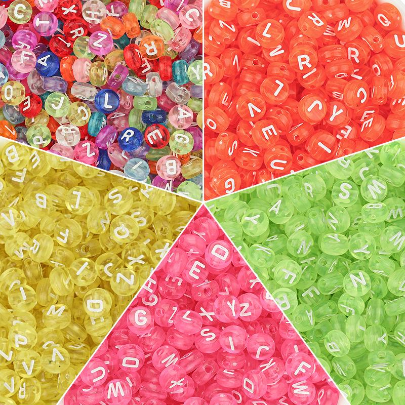 100/200/300/500pcs Acrylic Letter Beads Round Loose Spacer Alphabet Beads For Jewelry Making DIY Handmade Bracelet Accessories