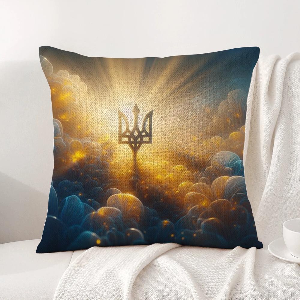 Ukraine Flag Aesthetic Cushion Cover Natural Linen Organic Fabric DoubleSided Printing Sofa Home Decor Breathable Bed Pillow
