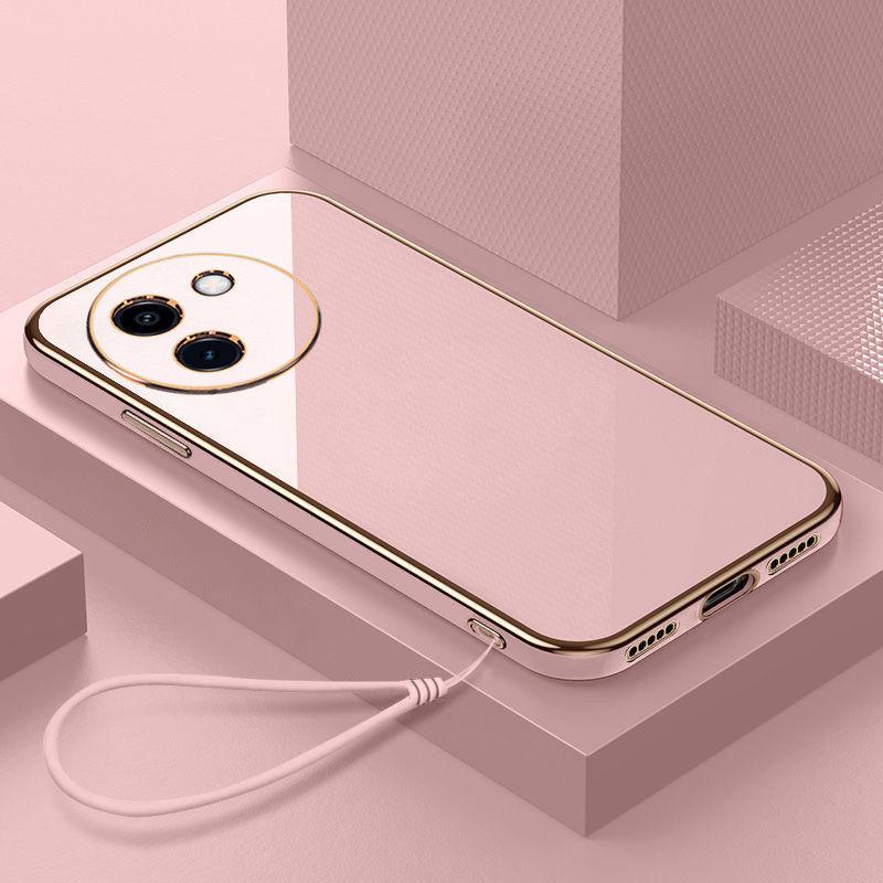 Чехол для Vivo Y200i Чехол для телефона Vivo Y200i Прямой край Гальваническое покрытие Ударопрочный Силиконовый Мягкий Чехол