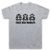 Three Wise Monkeys Fable Tale See Hear Speak No Evil Mens And Womens T-Shirt