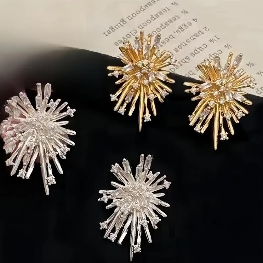 Корейские Изысканные Сияющие Ярко Стразами Снежинка Пусеты Серьги для Женщин Невесты Свадьбы Элегантность Ювелирный Аксессуар Подарок