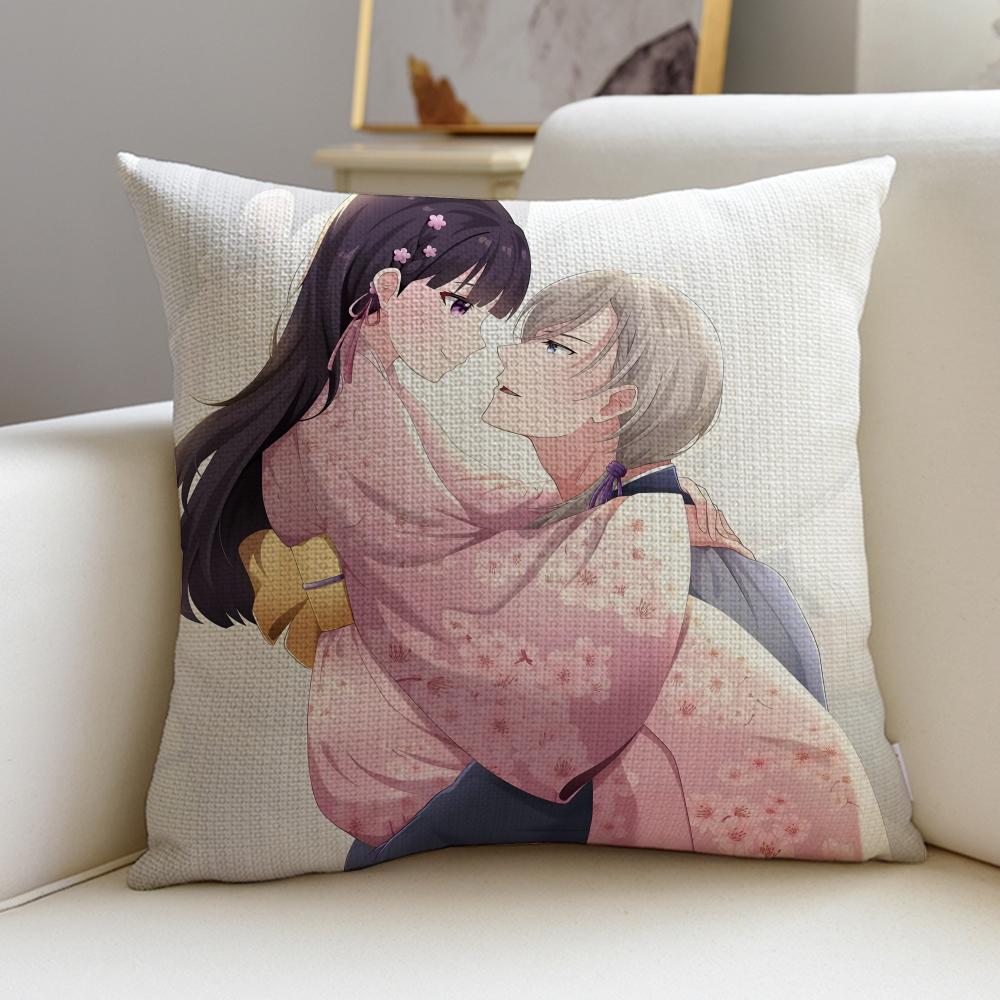 Sweet MMy Happy MarriageS Cushion Cover Breathable and skinfriendly linen pillowcase square removable and washable cushion