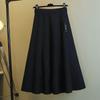 Autumn Winter Women's Skirt Knitting Solid Color High Waist A-line Elastic Waist Mid-length Skirt