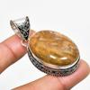 Rock Fossil Gemstone Handmade 925 Silver Plated Jewelry Pendant 1.96"