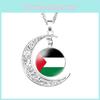 Дизайн палестинского флага Подвеска-луна с драгоценным камнем времени Уникальная шейная цепочка
