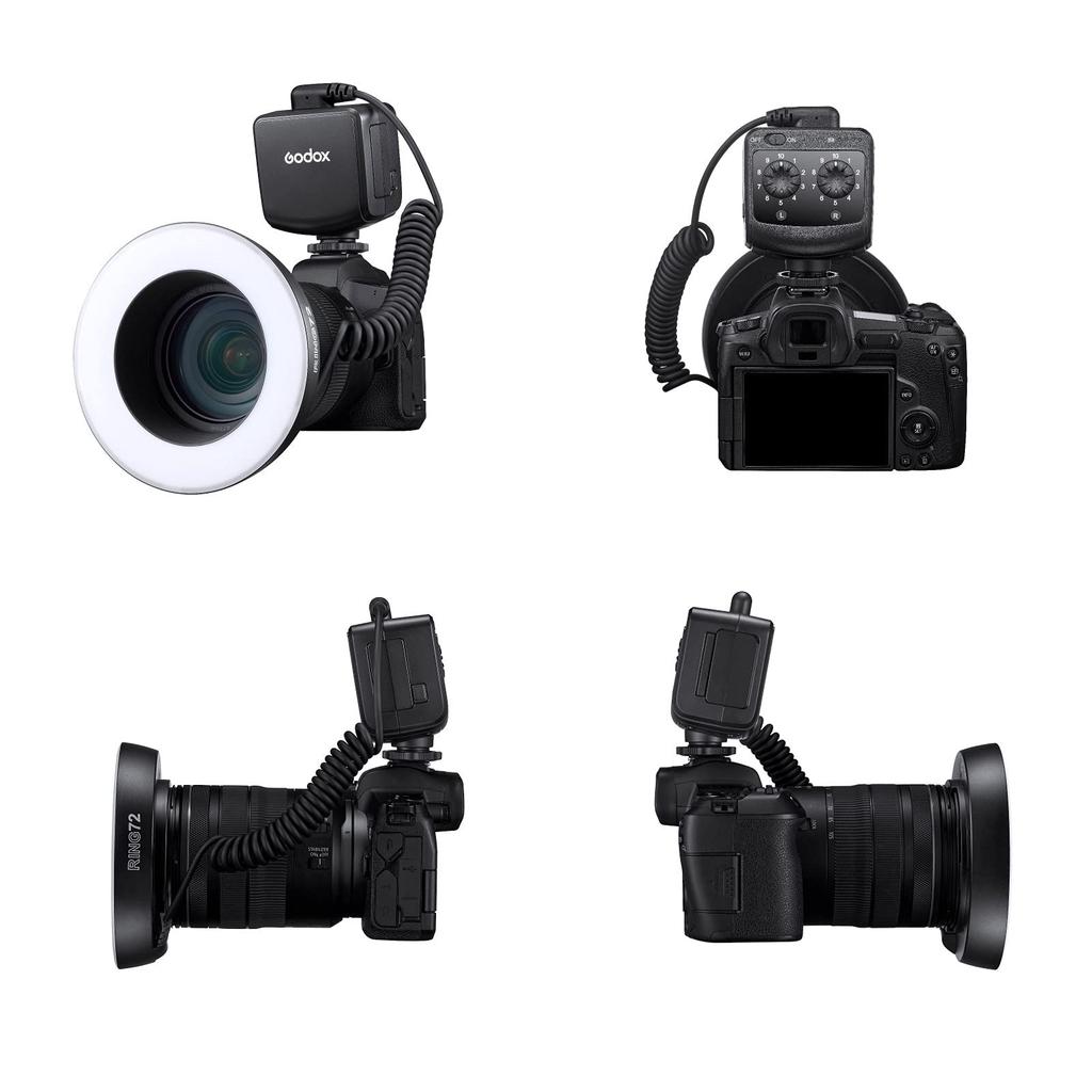 GODOX RING72 Макро LED кольцо с регулировкой яркости для камер и зеркальных фотоаппаратов Идеально для дополнительного освещения видео, животных и растений, 5600K, 10 уровней регулировки яркости, 10%-100%