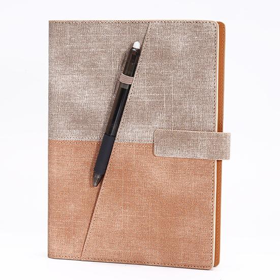 Reusable Notebook with Pen Holder Magnetic Button Faux Leather Cover Erasable Metal Binder Notepad Student Drawing Sketchbook School Office Supplies