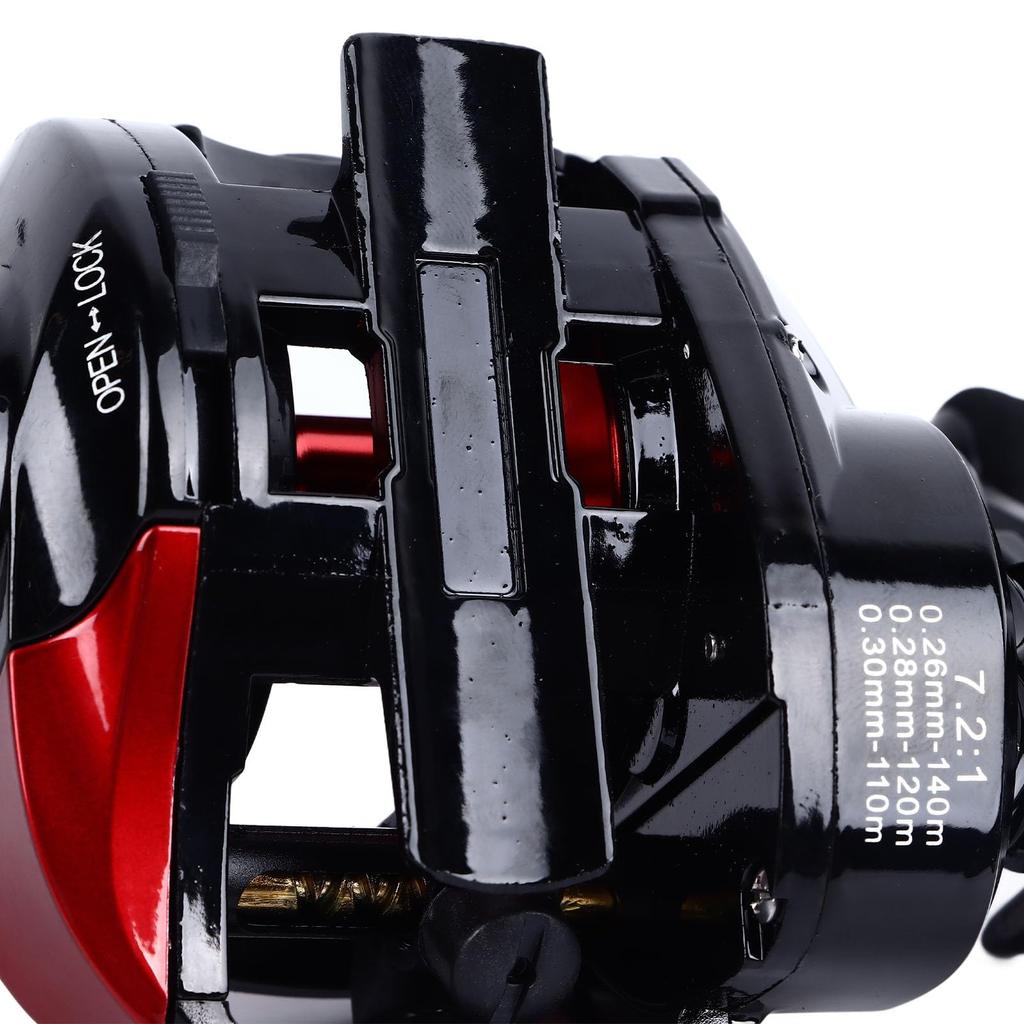 Катушка для приманки, правая рукоятка, катушка для дальнего заброса, металлический корпус, металлическая противоразрывная леска, передаточное отношение 7,2:1, грузоподъемность 10 кг, рыболовная катушка для