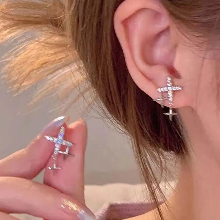 Серебристый Цвет Женские Роскошные Хрустальные Серьги-Гвоздики Крест Звезда Винтажные Свадебные Украшения Белый Циркон Серьги Украшения Подарки