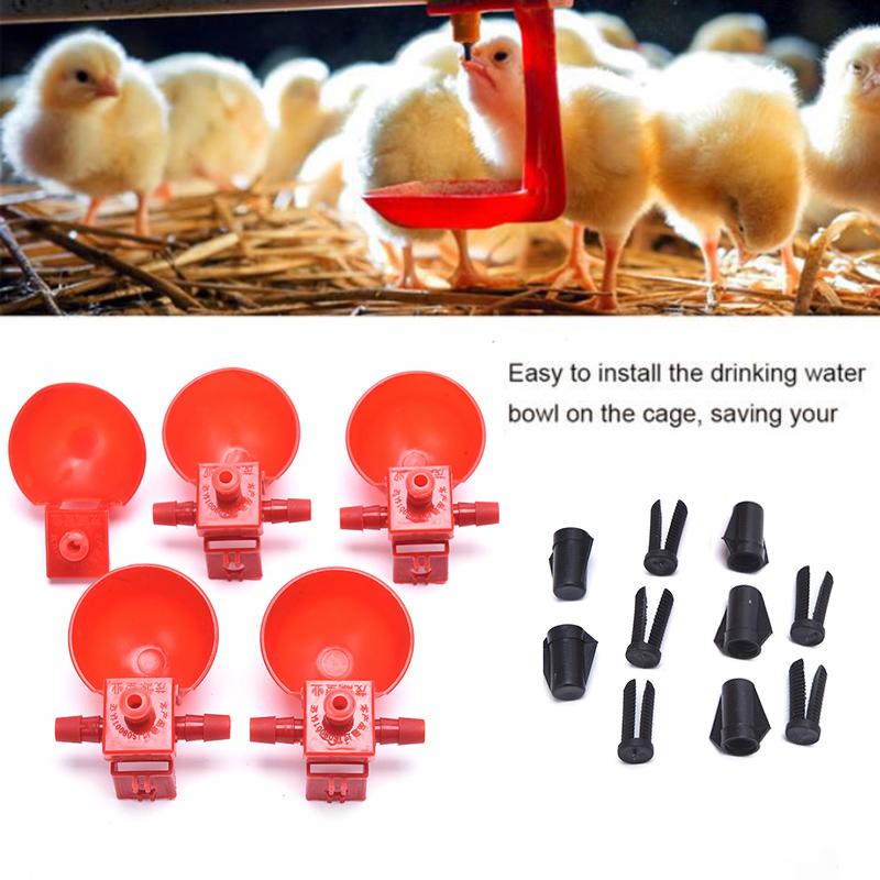 5Pcs Poultry Chicken Automatic Feeder Drinker Coop Bird Water Drinking Cups