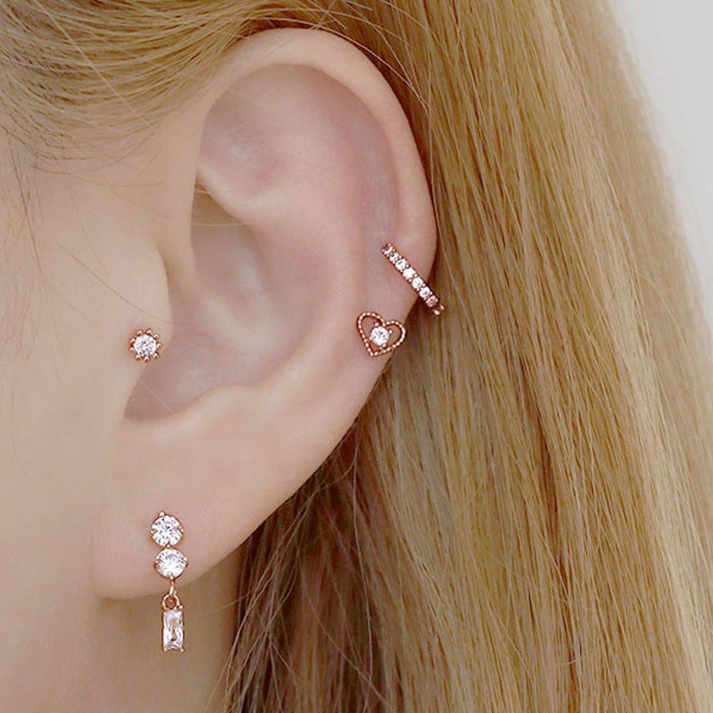 [1+1] 14K Gold Filled Pin Bubble Love Piercing (Single Side Sold)