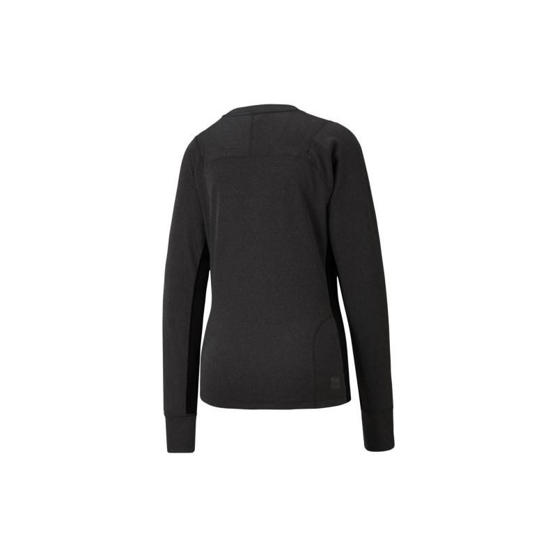 Puma W Seasons полипропиленовый дождевик с длинным рукавом, однотонный круглый вырез, свитер, повседневная футболка, женские топы, черный цвет 523228-01